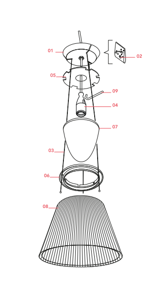 Ersatzteil: Kunststoffteil im Baldachin für Flos Romeo Moon S2